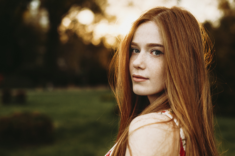 woman looking at the camera